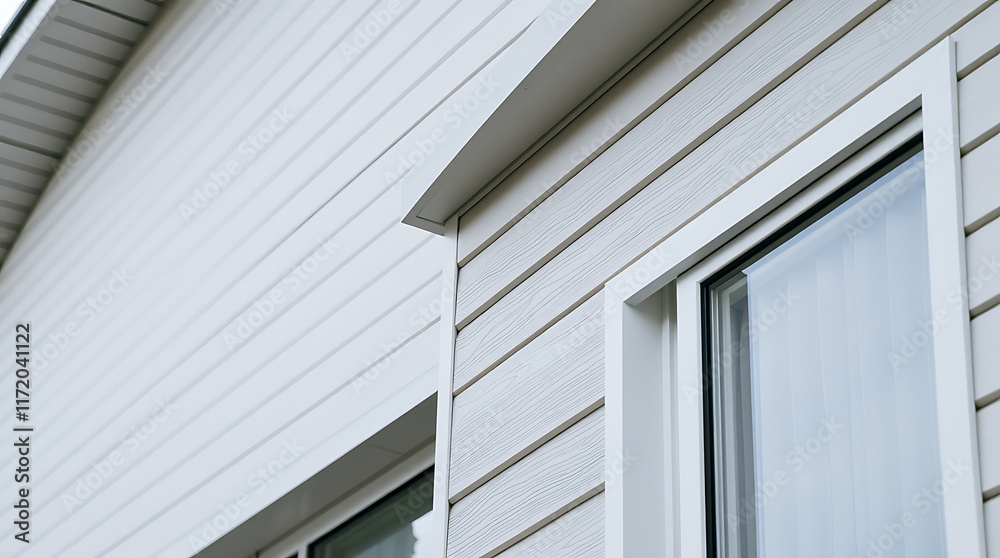 Fototapeta premium Exterior House Wall with Horizontal Siding and Window