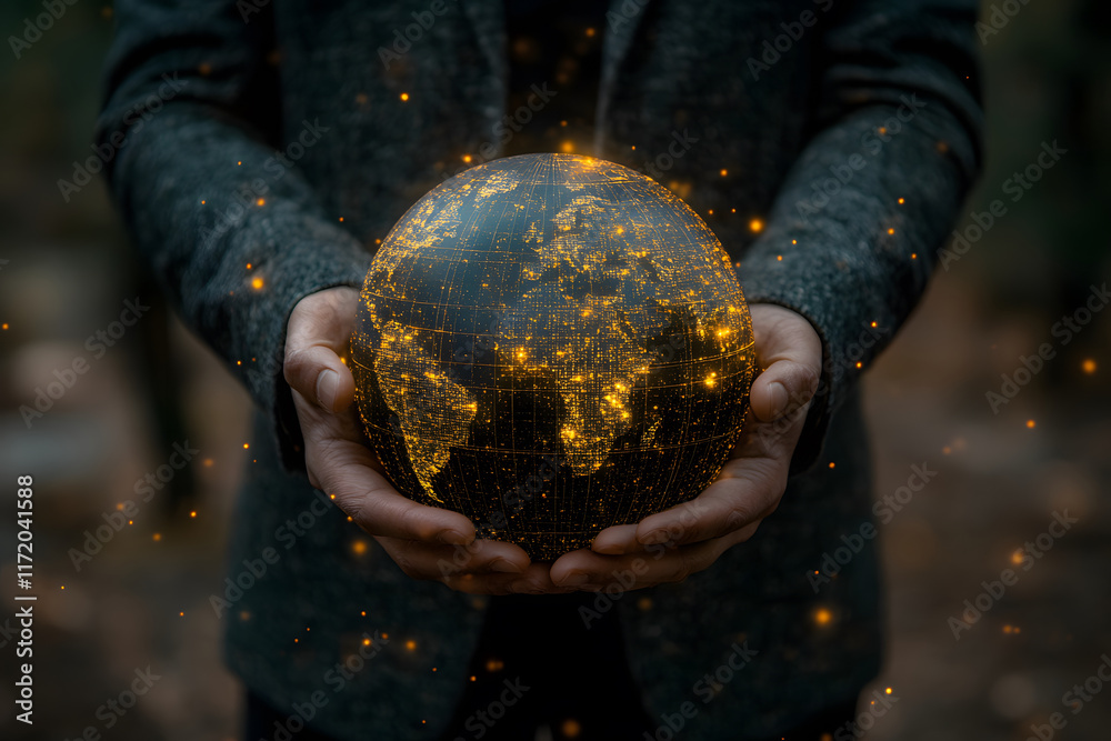 Hands Holding a Glowing Digital Globe of Connectivity Hands Holding a Glowing Digital Globe of Connectivity
