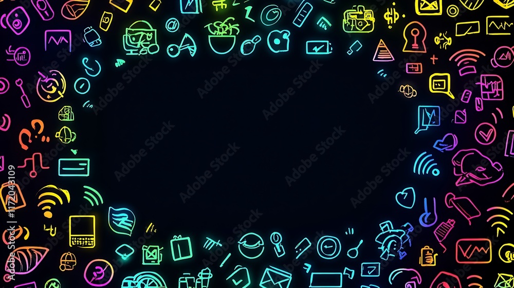 custom made wallpaper toronto digitalColorful Icons Frame Digital Technology Symbols