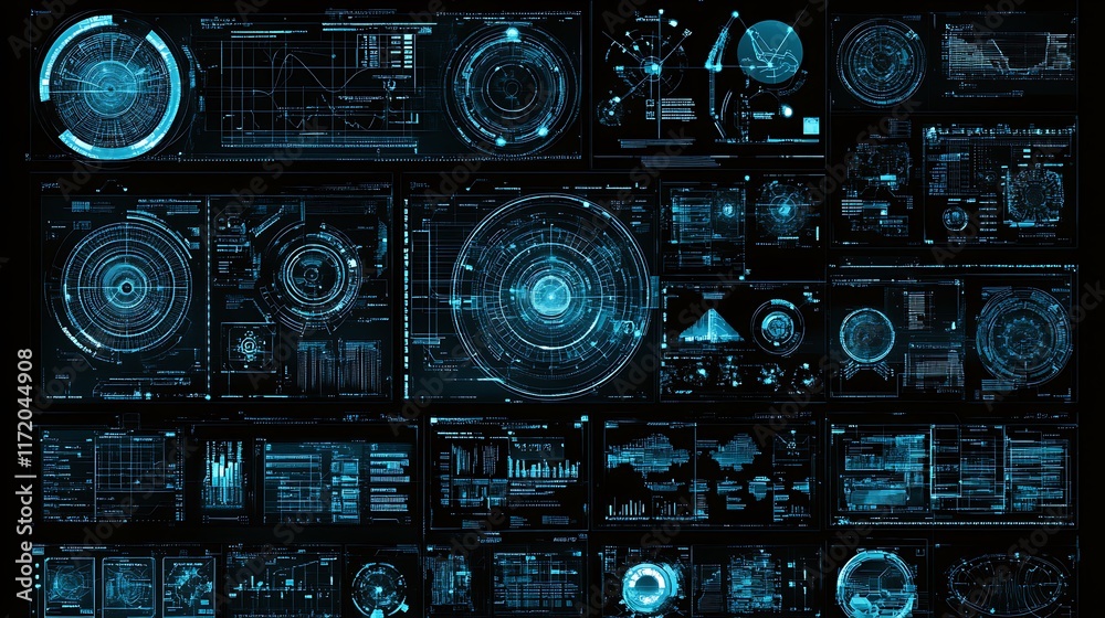 Fototapeta premium Futuristic Technology Interface Displays Data Analysis