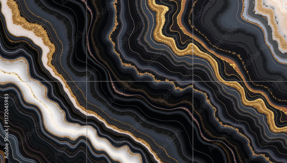 Obraz premium Black Marble Texture with Gold and Brown Veins