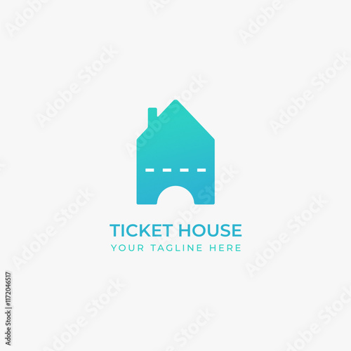 Vector house ticket logo, combination ticket symbol with house icon, for ticket sales logo