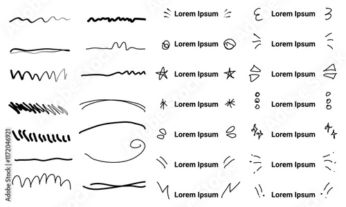 Handdrawn of Underline collection set. Vector illustration