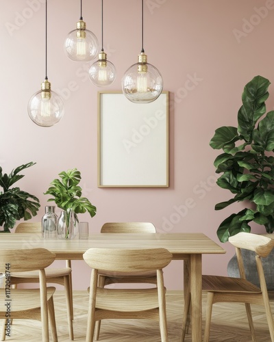 Modern Dining Room Decor With Wooden Table And Chairs