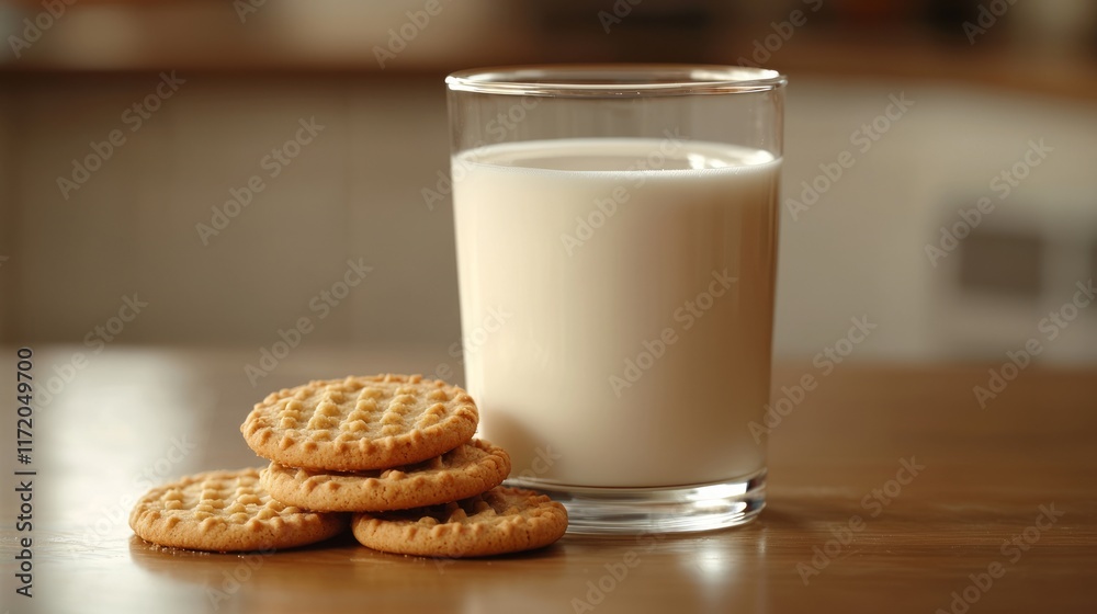 Cookies and Milk on a Wooden Table Cookies and Milk on a Wooden Table