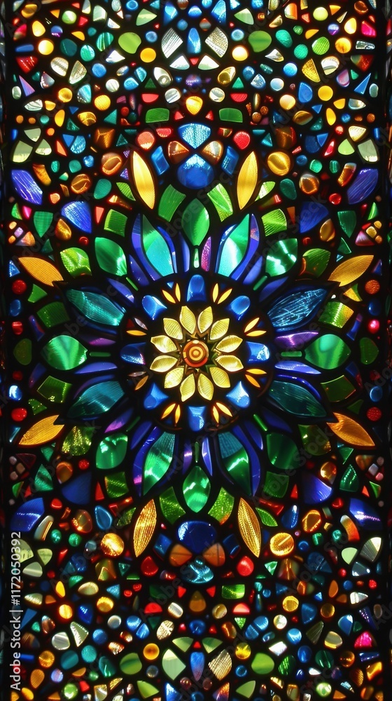 Radiant Kaleidoscope of Colors: A Stunning Stained Glass Masterpiece