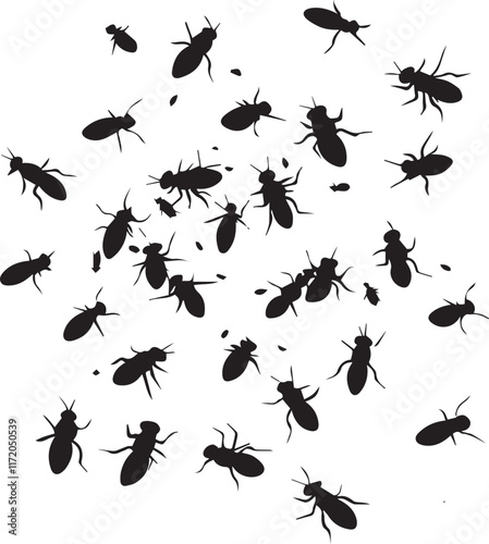 Silhouette of a swarm of flies vector silhouette