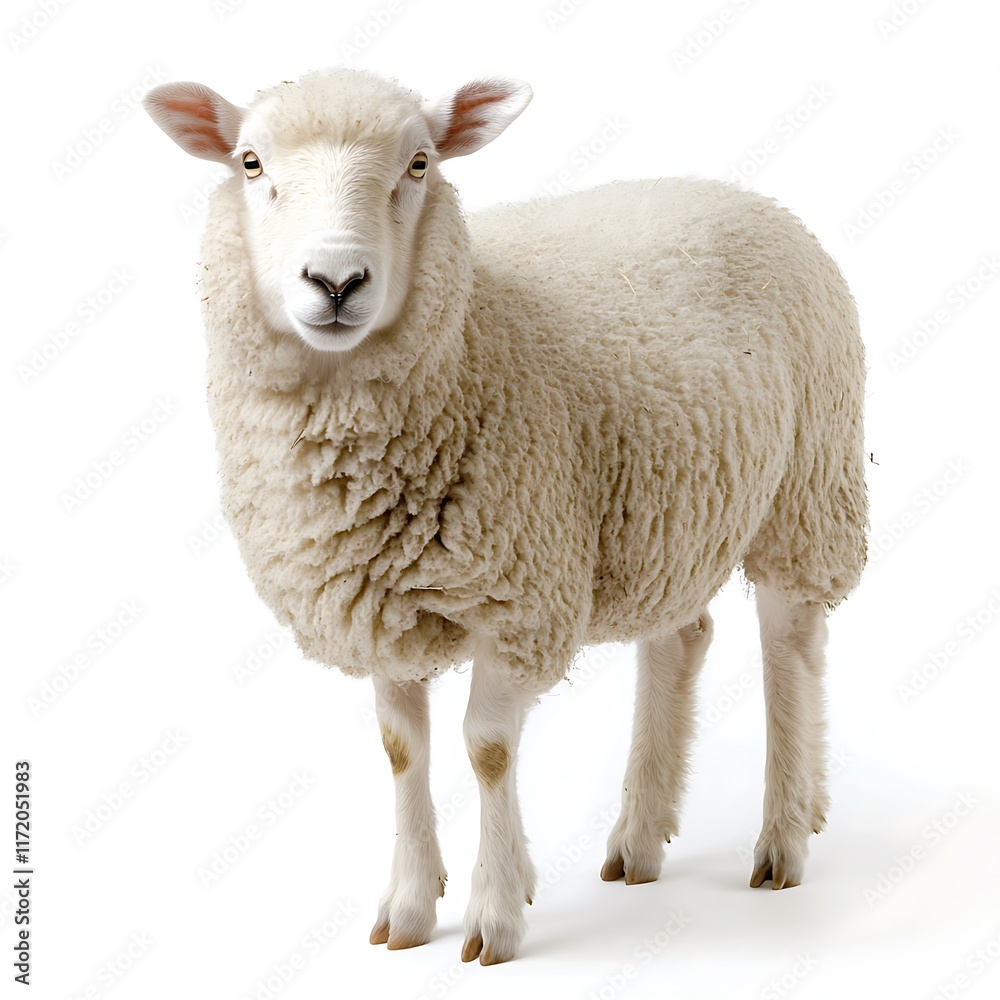 Fluffy sheep, farm animal, white background, agriculture. (1) Fluffy sheep, farm animal, white background, agriculture. (1)