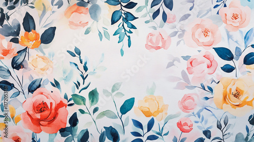 Elegant wedding invitation card background vector. Minimal hand painted watercolor botanical flowers texture template background. Design for wedding, vip cover, poster, rsvp moderncard.Valentine's Day