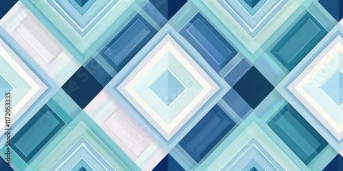 Obraz na płótnie Abstract Geometric Pattern Design in Cool Blue Hues: Seamless Background Texture for Modern Applications w salonie
