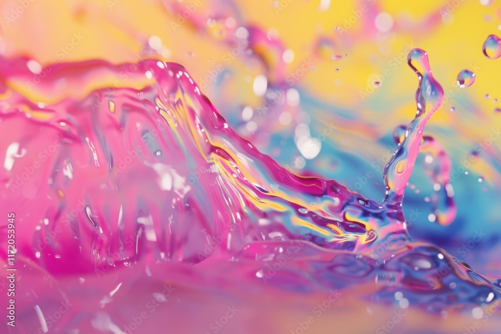 Vibrant Rainbow Liquid Splash: A Colorful Abstract Macro Photography