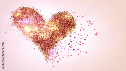 A giraffe silhouette formed from numerous small hearts set against a clean white background, symbolizing love and affection for Valentine's Day.