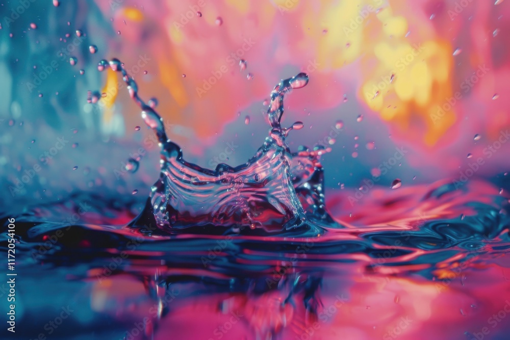 Vibrant Water Drop Splash Abstract Photography Colorful Liquid Impact Macro Shot