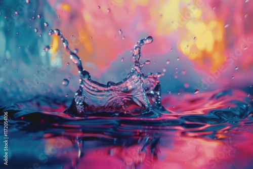 Obraz na płótnie Vibrant Water Drop Splash Abstract Photography Colorful Liquid Impact Macro Shot w salonie