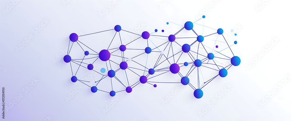 white background, gradient blue to purple, vector graphic of simple lines and dots connecting the shape of an AI network.
white background, gradient blue to purple, vector graphic of simple lines and dots connecting the shape of an AI network.