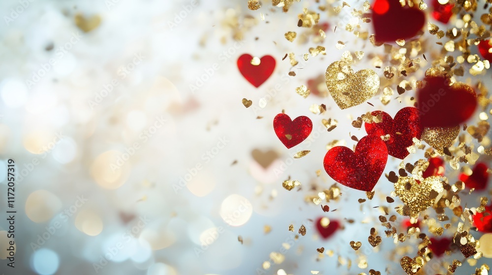 Obraz premium An enchanting scene of numerous hearts floating gracefully in the air, symbolizing love and romance, perfect for celebrating Valentine's Day.