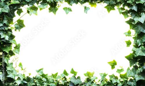 Lush green ivy frame with a black center.