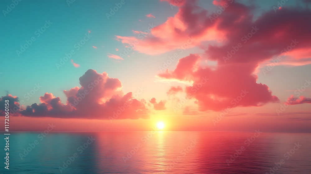 Obraz premium Vibrant sunset over calm ocean. (20)