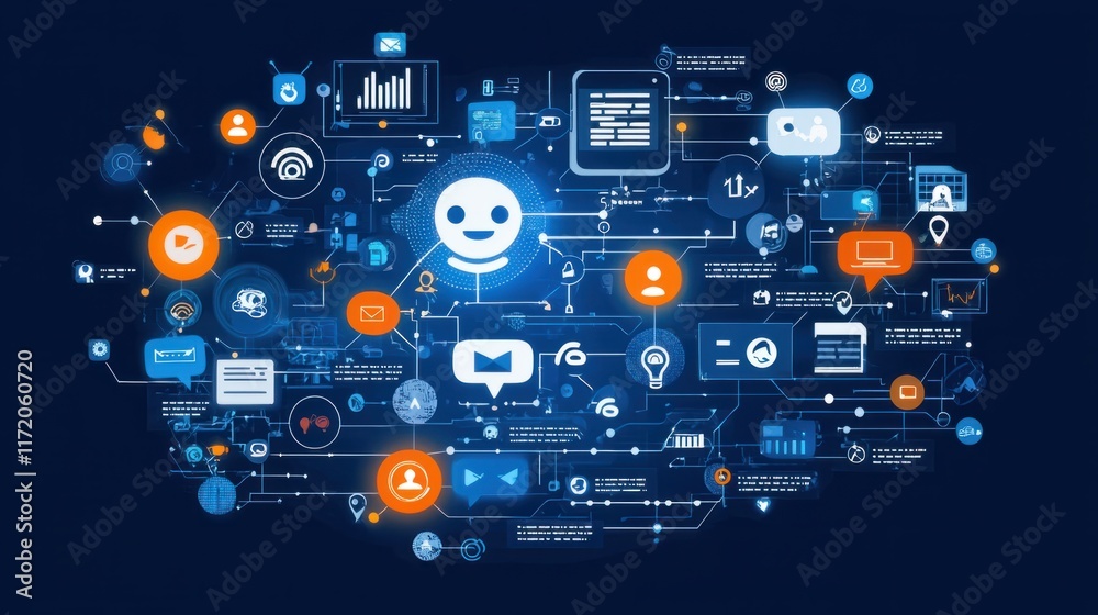 Digital communication strategies online platforms infographic virtual space analytical perspective technology integration Digital communication strategies online platforms infographic virtual space analytical perspective technology integration