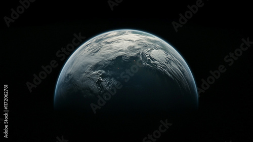 Earth's curvature and a tropical cyclone viewed from space.
