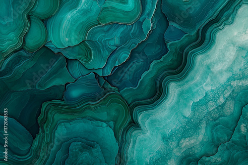 Abstract teal and green marble texture.