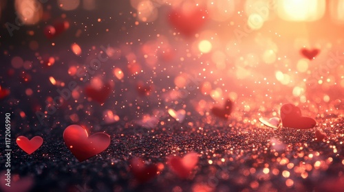 Colorful hearts float gracefully above a shimmering surface, creating a romantic and festive atmosphere perfect for Valentine's Day celebrations.