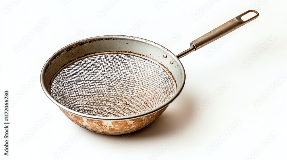Metal mesh sieve on a white isolated background. Metal mesh sieve on a white isolated background.