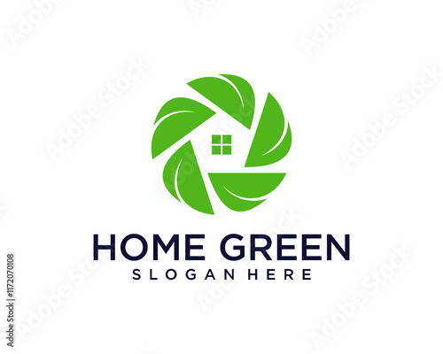 House and leaf logo
