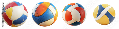 Colorful 3D Cartoon Beach Volleyballs in Various Designs Perfect for Summer Sports and Fun Activities photo