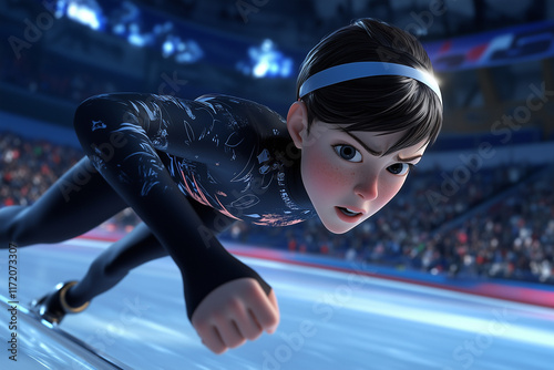 athlete in short track speed skating