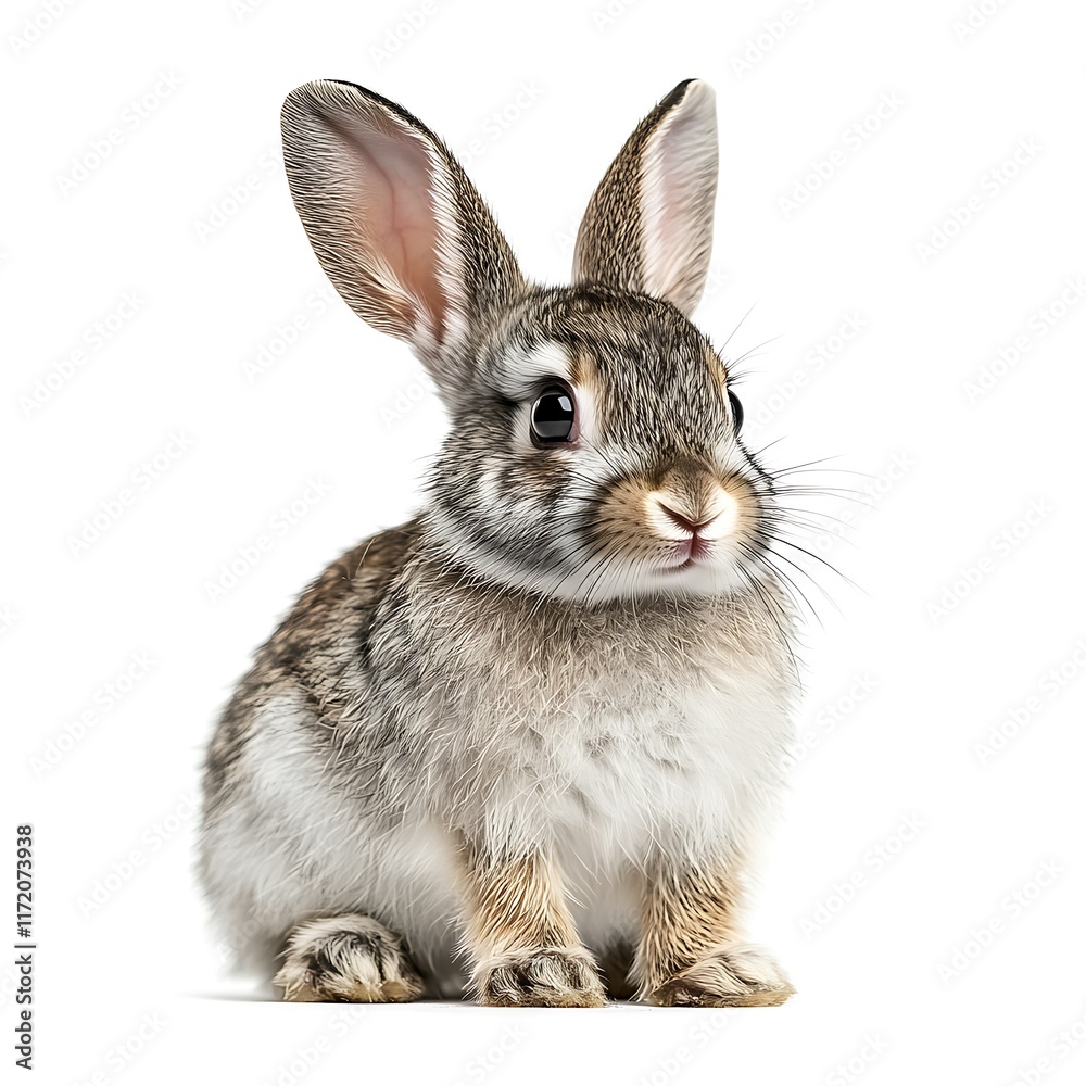 Cute bunny rabbit sitting, isolated on white background, for children's books. Cute bunny rabbit sitting, isolated on white background, for children's books.