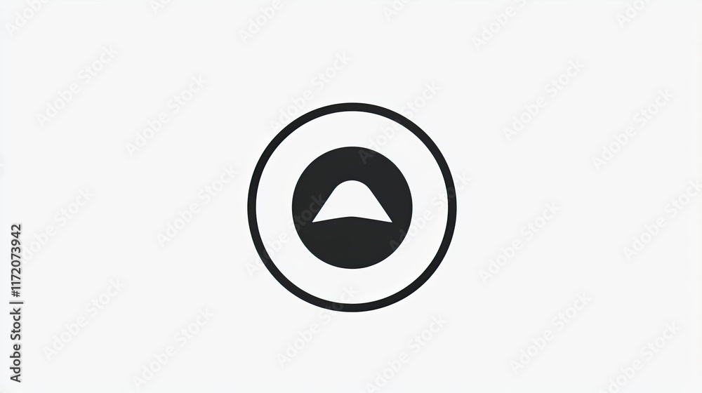 A minimalist graphic featuring a circular design with a mountain-like shape in the center. A minimalist graphic featuring a circular design with a mountain-like shape in the center.