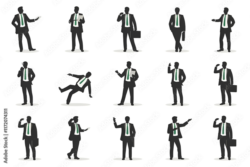 collection of black-and-white icons of businesspeople in professional attire, illustrating office culture, career growth, leadership, and workplace interaction. collection of black-and-white icons of businesspeople in professional attire, illustrating office culture, career growth, leadership, and workplace interaction.