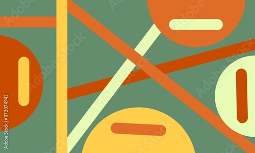 A vibrant geometric design featuring overlapping circles and lines in warm hues, suitable for modern artwork or digital backgrounds.