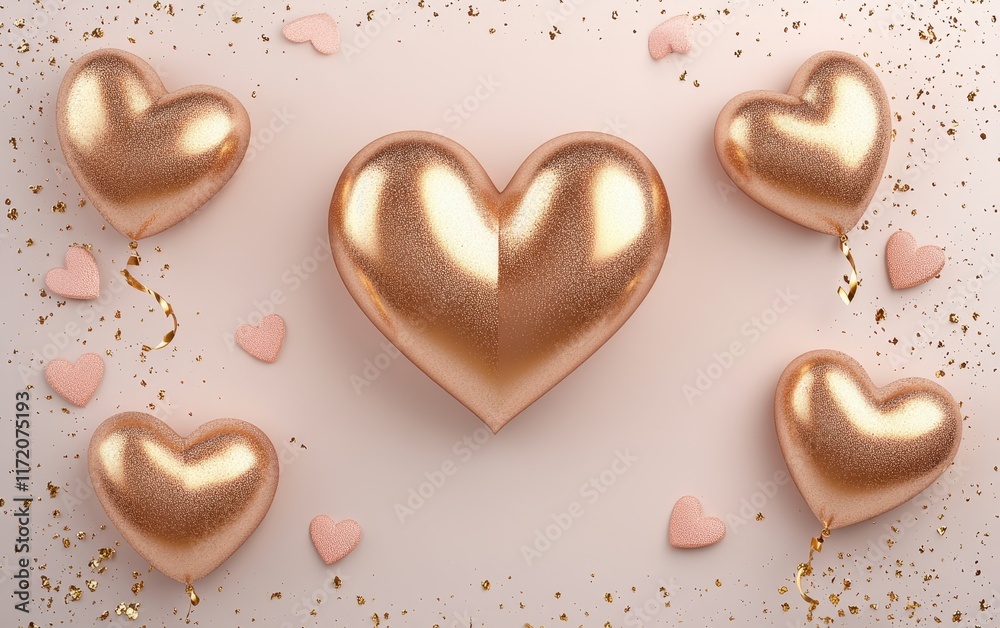 Fototapeta premium Heart-shaped chocolates elegantly lined up on a table, perfectly capturing the essence of love for Valentine's Day celebrations.