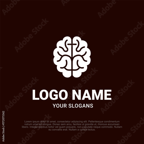 Sophisticated and clean brain logo, symbolizing intelligence and modern thinking for a smart and innovative brand identity