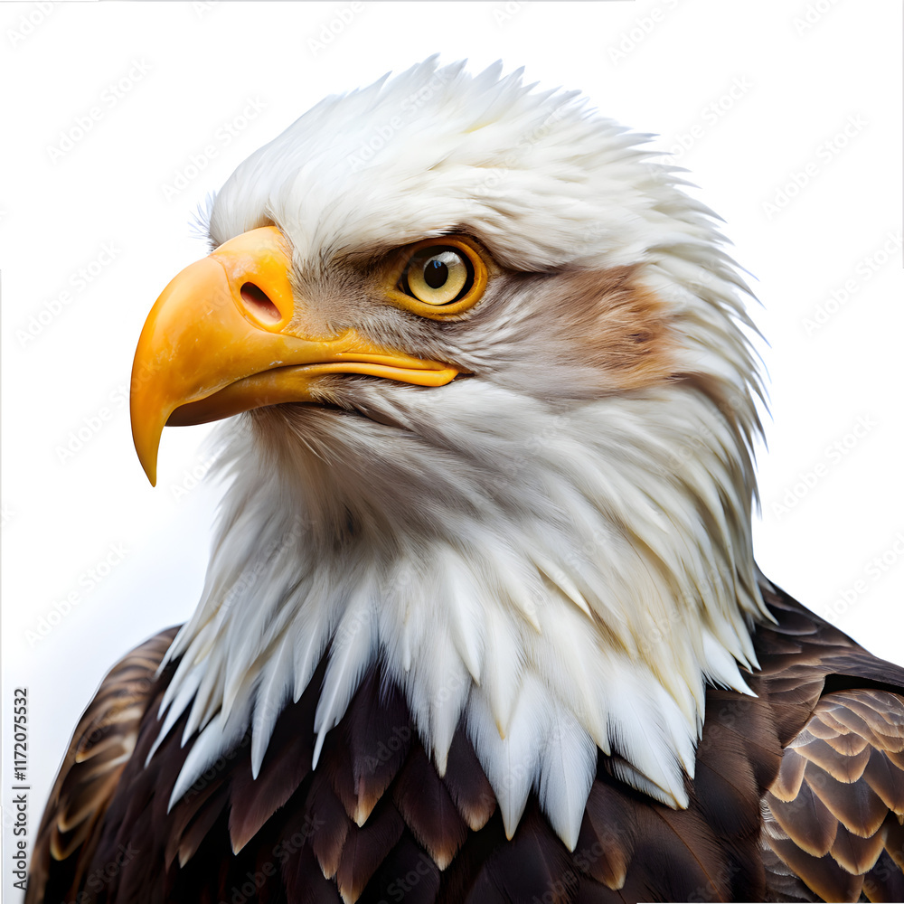Fototapeta premium Bald Eagle - Haliaeetus leucocephalus in front on a white isolated BACKGROUND 