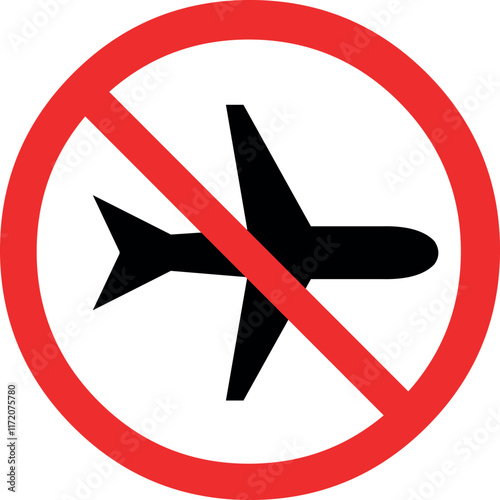 vector illustration airplane icon and stop or prohibited signage, in airplane mode disabled concept