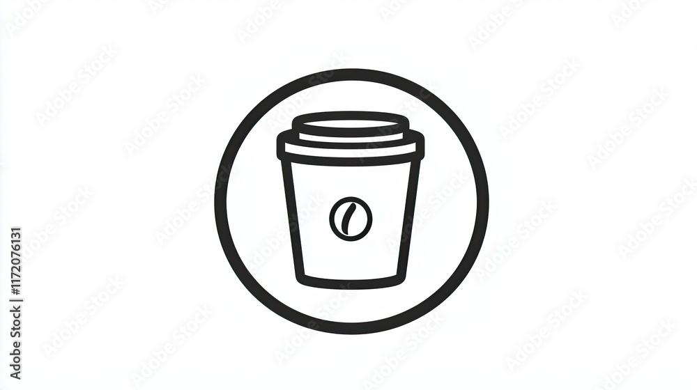A simple line drawing of a coffee cup in a circular outline, symbolizing beverages. A simple line drawing of a coffee cup in a circular outline, symbolizing beverages.