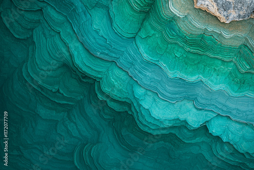 Abstract teal layered rock formation texture.