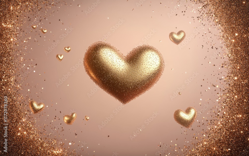 A vibrant heart-shaped object stands out against a luxurious gold background, symbolizing love and romance for Valentine's Day celebrations. A vibrant heart-shaped object stands out against a luxurious gold background, symbolizing love and romance for Valentine's Day celebrations.