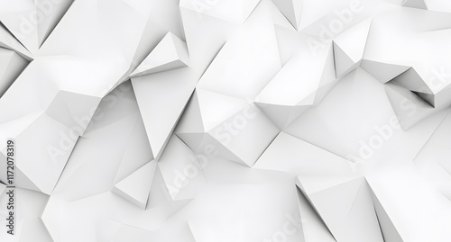 Abstract 3D Hexagonal Pattern in White with Geometric Shapes on Minimalist Background