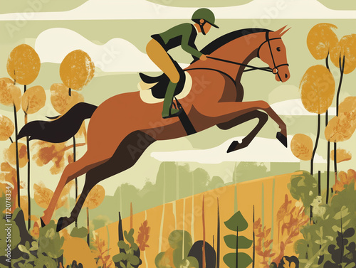 horse rider jumping equestrian sport graphic design