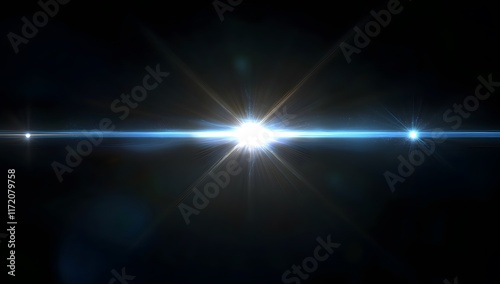 Bright Lens Flare and Light Burst Effect on Dark Background