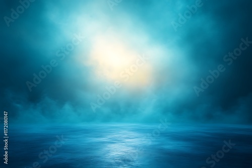 Mystical blue foggy landscape.