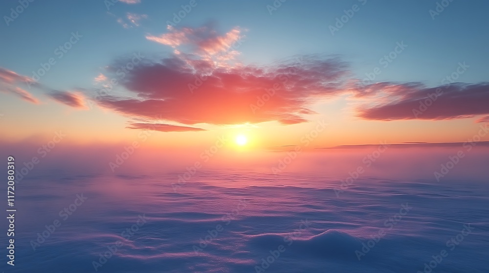 Fototapeta premium Sunset above a sea of clouds. (1)