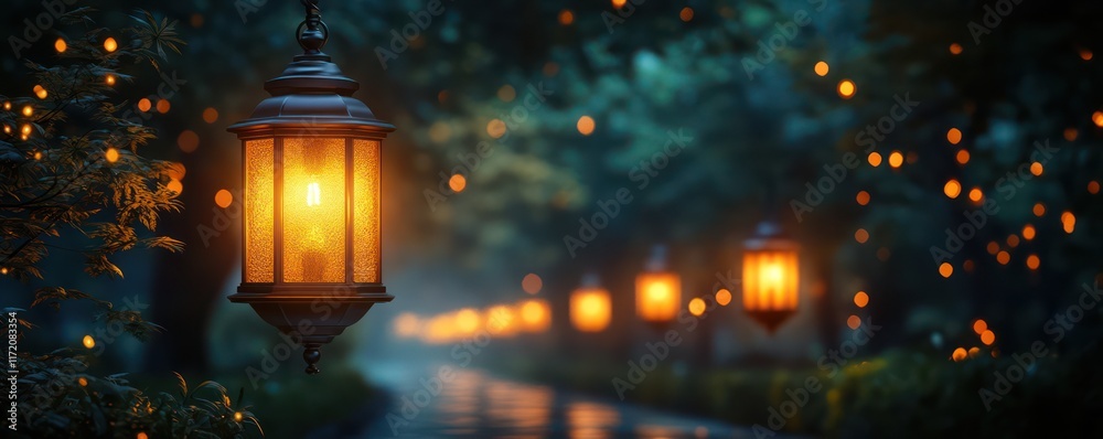 Enchanted Evening: A Lantern-Lit Path Enchanted Evening: A Lantern-Lit Path