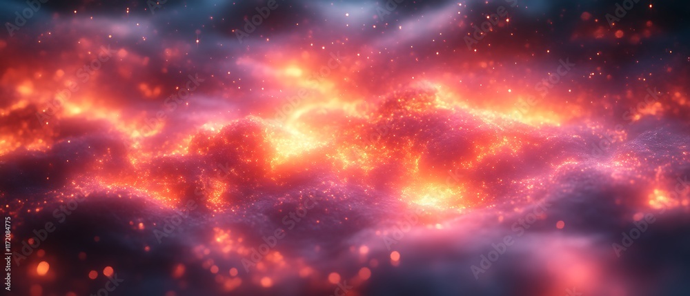 Naklejka premium Fiery cloudscape, glowing embers.