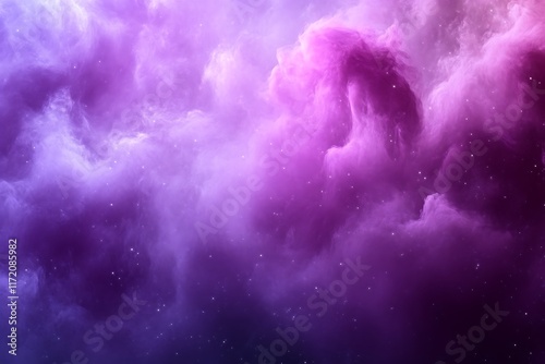 Abstract cosmic nebula, purple and pink clouds, stardust.