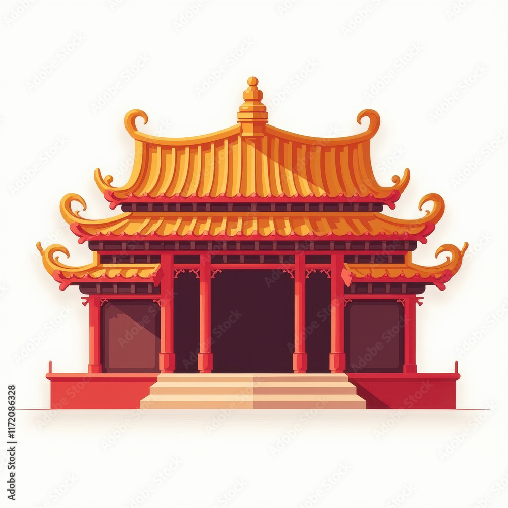 Obraz premium Chinese Pagoda, Temple, Asian Architecture - Vibrant Colors
